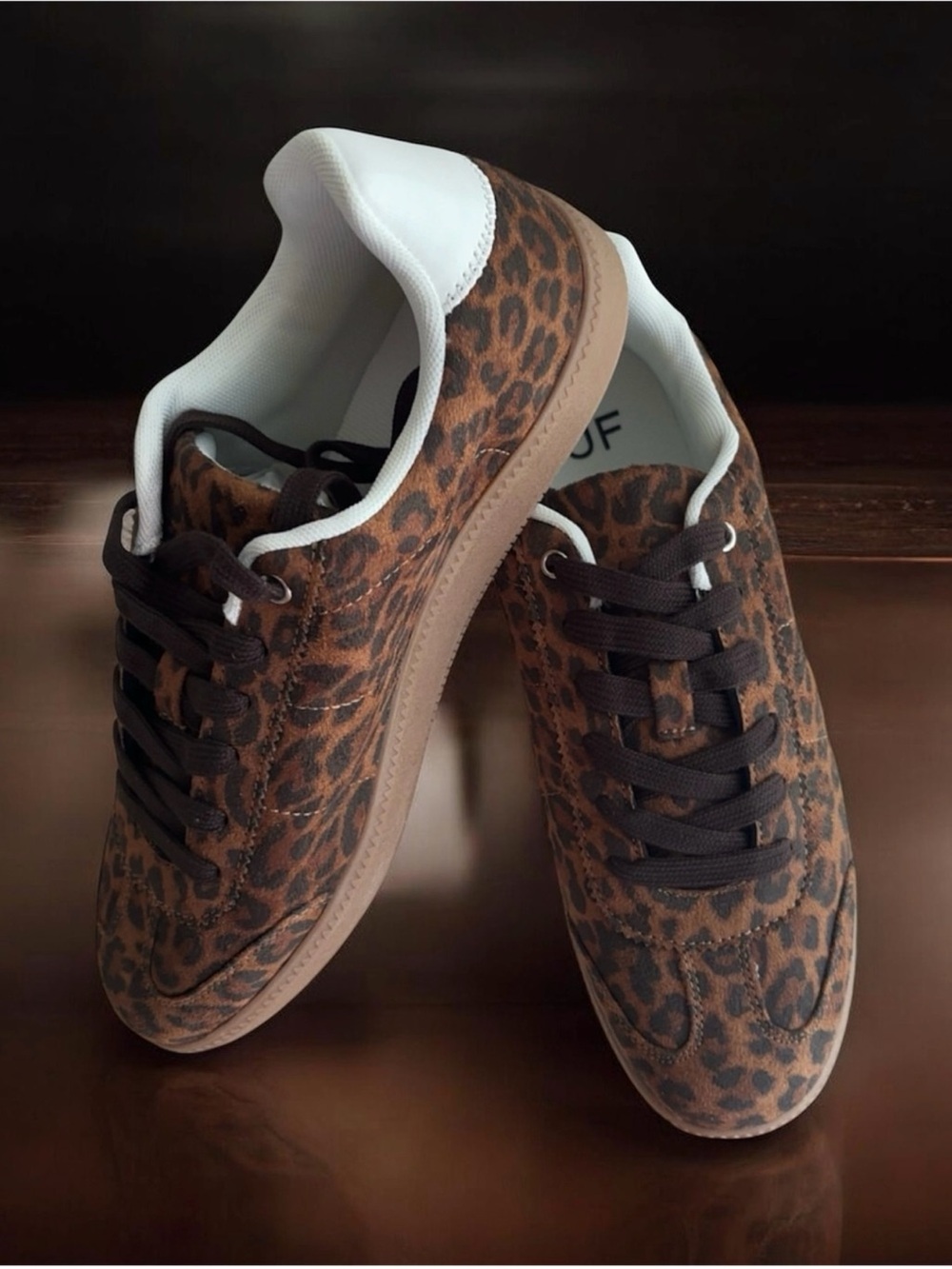 Brand New ~ Leopard Print Casual Sneakers - Brown & Black ~ Size 10